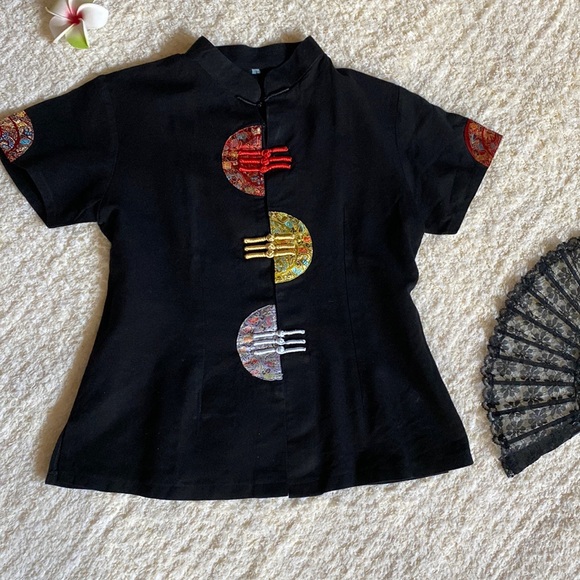 Asian-inspired Black Top - Picture 1 of 5